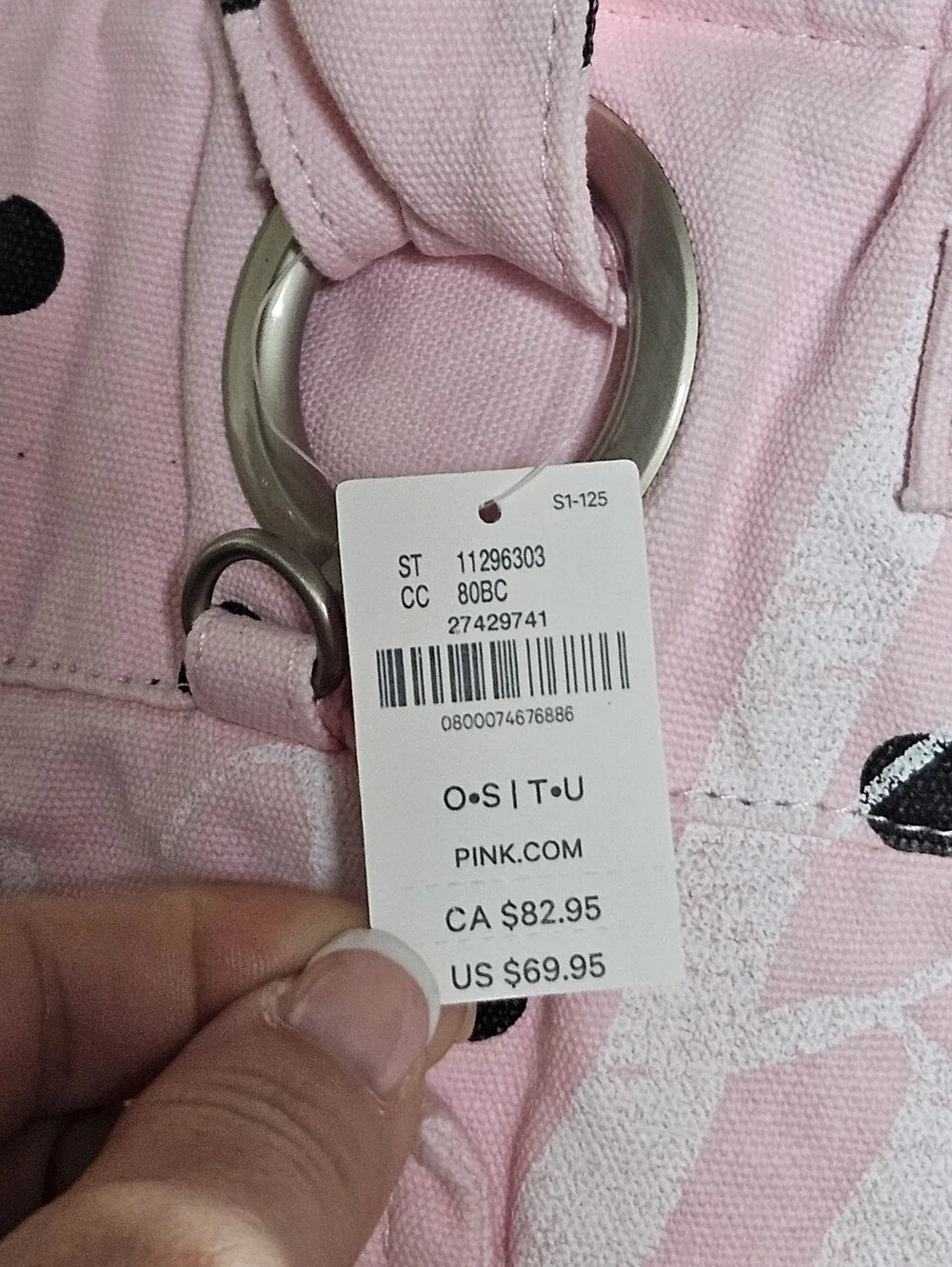 PINK Victoria's Secret Canvas Flat Bottom Tote Bag In Pink Dot NEW MSRP $69.95